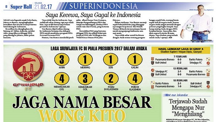 Widodo Minta riwijaya FC Jaga Nama Besar