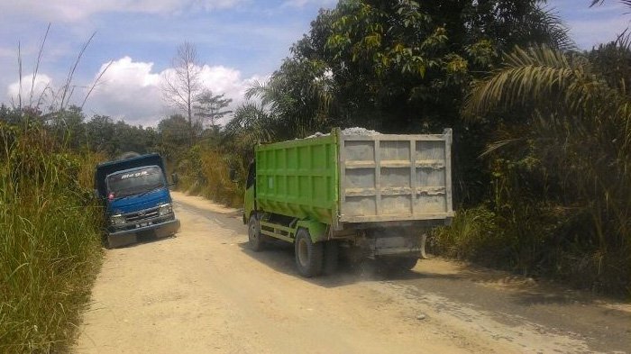 Ketua DPRD Kampar dan Gubri Geleng Kepala Melihat Jalan Muara Takus Rusak