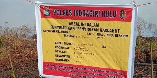 Lahan Tidur Milik Perusahaan Sawit di Riau Terbakar